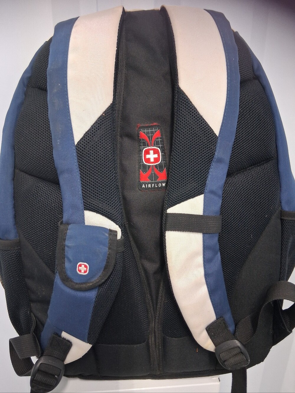 Swiss Tech Black Backpack with Navy and Cream Accents